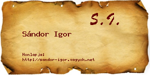 Sándor Igor névjegykártya
